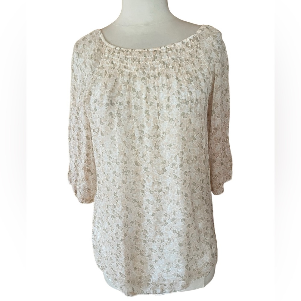 Guisy, Made in Italy, 100% Silk Floral Shell Cottagecore Blouse‎